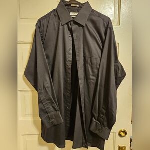 VAN HEUSEN Mens Black Button Up Dress Shirt